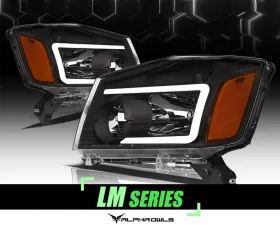 Alpha Owls LM Series Headlights (Crystal Headlights Black housing w/ LumenX Light Bar) Nissan Titan 2004-2015