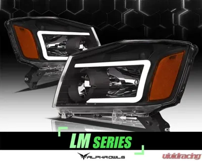 Alpha Owls LM Series Headlights (Crystal Headlights Black housing w/ LumenX Light Bar) Nissan Titan 2004-2015 - 8707739