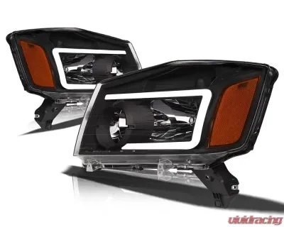 Alpha Owls LM Series Headlights (Crystal Headlights Black housing w/ LumenX Light Bar) Nissan Titan 2004-2015 - 8707739