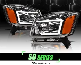 Alpha Owls SQ Series Headlights (Crystal Headlights Chrome housing w/ Sequential Signal/LumenX Light Bar) Nissan Titan 2004-2015