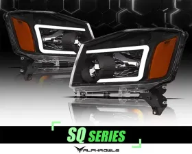 Alpha Owls SQ Series Headlights (Crystal Headlights Black housing w/ Sequential Signal/LumenX Light Bar) Nissan Titan 2004-2015