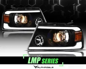 Alpha Owls LMP Series Projector Headlights (Halogen Projector Black housing w/ LumenX Light Bar) Ford F-150 | Lincoln Mark-LT 2004-2008