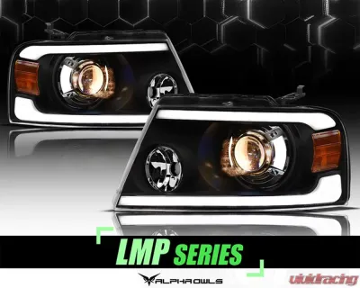Alpha Owls LMP Series Projector Headlights (Halogen Projector Black housing w/ LumenX Light Bar) Ford F-150 | Lincoln Mark-LT 2004-2008 - 8708040