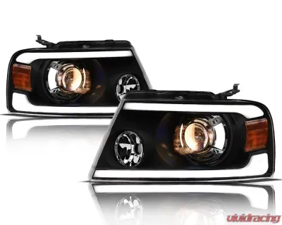 Alpha Owls LMP Series Projector Headlights (Halogen Projector Black housing w/ LumenX Light Bar) Ford F-150 | Lincoln Mark-LT 2004-2008 - 8708040