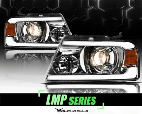 Alpha Owls LMP Series Projector Headlights (Halogen Projector Chrome housing w/ LumenX Light Bar) Ford F-150 | Lincoln Mark-LT 2004-2008