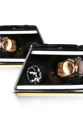 Alpha Owls SQP Series Projector Headlights (Halogen Projector Black housing w/ Sequential Signal/LumenX Light Bar) Ford F-150 | Lincoln Mark-LT 2004-2008                                     - 8708064 - Image 2