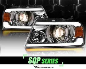 Alpha Owls SQP Series Projector Headlights (Halogen Projector Chrome housing w/ Sequential Signal/LumenX Light Bar) Ford F-150 | Lincoln Mark-LT 2004-2008