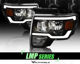 Alpha Owls LMP Series Projector Headlights (Halogen Projector Black housing w/ LumenX Light Bar) Ford F-150 2009-2014