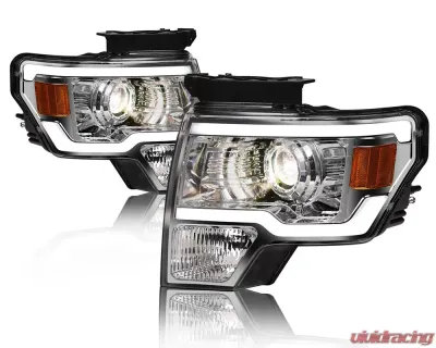 Alpha Owls LMP Series Projector Headlights (Halogen Projector Chrome housing w/ LumenX Light Bar) Ford F-150 2009-2014 - 8708095