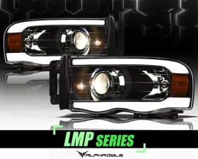 Alpha Owls LMP Series Projector Headlights (Halogen Projector Black housing w/ LumenX Light Bar) Dodge Ram 1500 | 2500 | 3500 2002-2005