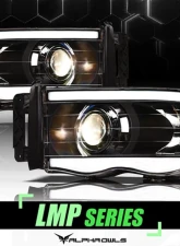 Alpha Owls LMP Series Projector Headlights (Halogen Projector Black housing w/ LumenX Light Bar) Dodge Ram 1500 | 2500 | 3500 2002-2005                                     - 8708101 - Image 4