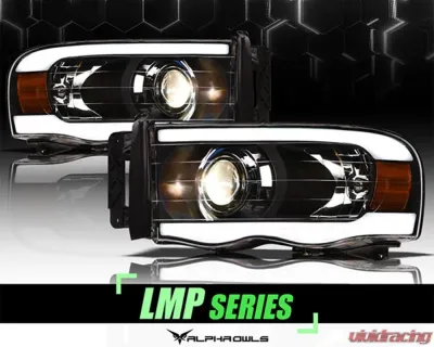 Alpha Owls LMP Series Projector Headlights (Halogen Projector Black housing w/ LumenX Light Bar) Dodge Ram 1500 | 2500 | 3500 2002-2005 - 8708101