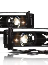 Alpha Owls LMP Series Projector Headlights (Halogen Projector Black housing w/ LumenX Light Bar) Dodge Ram 1500 | 2500 | 3500 2002-2005                                     - 8708101 - Image 2