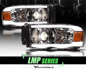 Alpha Owls LMP Series Projector Headlights (Halogen Projector Chrome housing w/ LumenX Light Bar) Dodge Ram 1500 | 2500 | 3500 2002-2005