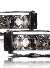 Alpha Owls LMP Series Projector Headlights (Halogen Projector Chrome housing w/ LumenX Light Bar) Dodge Ram 1500 | 2500 | 3500 2002-2005                                     - 8708118 - Image 2