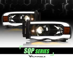 Alpha Owls SQP Series Projector Headlights (Halogen Projector Black housing w/ Sequential Signal/LumenX Light Bar) Dodge Ram 1500 | 2500 | 3500 2002-2005