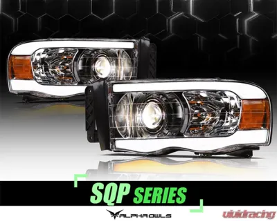 Alpha Owls SQP Series Projector Headlights (Halogen Projector Chrome housing w/ Sequential Signal/LumenX Light Bar) Dodge Ram 1500 | 2500 | 3500 2002-2005 - 8708132