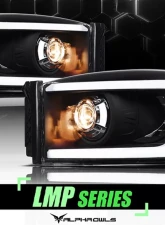 Alpha Owls LMP Series Projector Headlights (Halogen Projector Black housing w/ LumenX Light Bar) Dodge Ram 1500 | 2500 | 3500 2006-2008                                     - 8708149 - Image 4