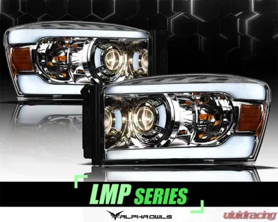 Alpha Owls LMP Series Projector Headlights (Halogen Projector Chrome housing w/ LumenX Light Bar) Dodge Ram 1500 | 2500 | 3500 2006-2008 - 8708156