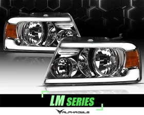 Alpha Owls LM Series Headlights (Crystal Headlights Chrome housing w/ LumenX Light Bar) Ford F-150 | Lincoln Mark-LT 2004-2008