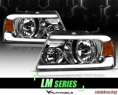 Alpha Owls LM Series Headlights (Crystal Headlights Chrome housing w/ LumenX Light Bar) Ford F-150 | Lincoln Mark-LT 2004-2008 - 8708873