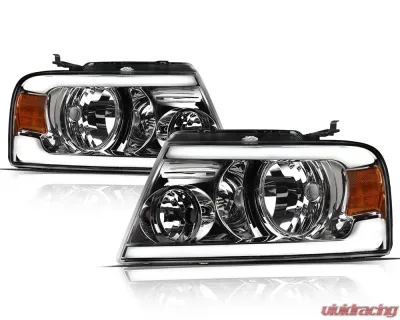 Alpha Owls LM Series Headlights (Crystal Headlights Chrome housing w/ LumenX Light Bar) Ford F-150 | Lincoln Mark-LT 2004-2008 - 8708873
