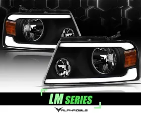 Alpha Owls LM Series Headlights (Crystal Headlights Black housing w/ LumenX Light Bar) Ford F-150 | Lincoln Mark-LT 2004-2008