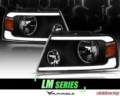 Alpha Owls LM Series Headlights (Crystal Headlights Black housing w/ LumenX Light Bar) Ford F-150 | Lincoln Mark-LT 2004-2008 - 8708880