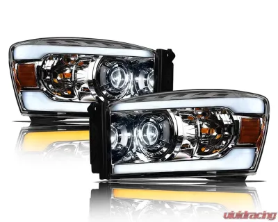 Alpha Owls SQX Series LED Projector Headlights (LED Projector Chrome housing w/ Sequential Signal/LumenX Light Bar) Dodge Ram | 2500 | 3500 2006-2008 - 8709412