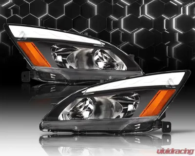 Alpha Owls LM Series Headlights (Crystal Headlights Black housing w/ LumenX Light Bar) Honda Accord 2003-2007 - 8709429