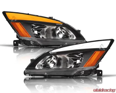 Alpha Owls SQ Series Headlights (Crystal Headlights Black housing w/ Sequential Signal/LumenX Light Bar) Honda Accord 2003-2007 - 8709436