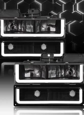 Alpha Owls LM Series Headlights (Crystal Headlights Black housing w/ LumenX Light Bar) Chevrolet | GMC 1994-1999                                     - 8709450 - Image 4