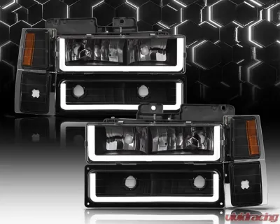 Alpha Owls LM Series Headlights (Crystal Headlights Black housing w/ LumenX Light Bar) Chevrolet | GMC 1994-1999 - 8709450