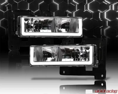 Alpha Owls LM Series Headlights (Crystal Headlights Chrome housing w/ LumenX Light Bar) Chevrolet | GMC 1988-1999 - 8709467