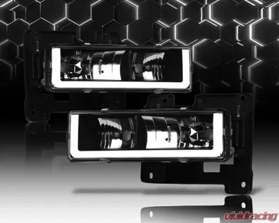 Alpha Owls LM Series Headlights (Crystal Headlights Black housing w/ LumenX Light Bar) Chevrolet | GMC 1988-1999 - 8709474