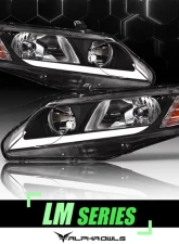 Alpha Owls LM Series Headlights (Crystal Headlights Black housing w/ LumenX Light Bar) Honda Civic 4DR 2006-2011                                     - 8709498 - Image 4