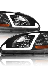 Alpha Owls LM Series Headlights (Crystal Headlights Black housing w/ LumenX Light Bar) Honda Civic 1996-1998                                     - 8709504 - Image 2