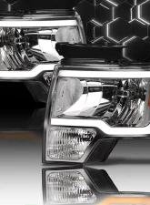 Alpha Owls SQ Series Headlights (Crystal Headlights Chrome housing w/ Sequential Signal/LumenX Light Bar) Ford F-150 2009-2014                                     - 8709528 - Image 4