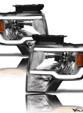 Alpha Owls SQ Series Headlights (Crystal Headlights Chrome housing w/ Sequential Signal/LumenX Light Bar) Ford F-150 2009-2014                                     - 8709528 - Image 2