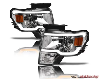 Alpha Owls SQ Series Headlights (Crystal Headlights Chrome housing w/ Sequential Signal/LumenX Light Bar) Ford F-150 2009-2014 - 8709528