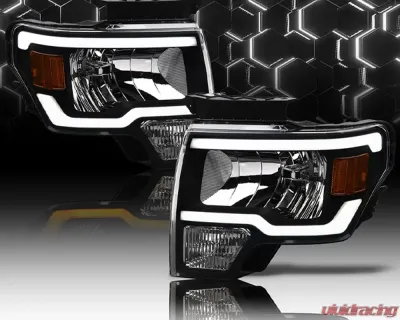 Alpha Owls SQ Series Headlights (Crystal Headlights Black housing w/ Sequential Signal/LumenX Light Bar) Ford F-150 2009-2014 - 8709535