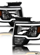 Alpha Owls SQ Series Headlights (Crystal Headlights Black housing w/ Sequential Signal/LumenX Light Bar) Ford F-150 2009-2014                                     - 8709535 - Image 2