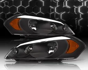 Alpha Owls LM Series Headlights (Crystal Headlights Black housing w/ LumenX Light Bar) Chevrolet Impala | Impala Limited | Monte Carlo 2006-2016