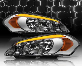Alpha Owls SQ Series Headlights (Crystal Headlights Chrome housing w/ Sequential Signal/LumenX Light Bar) Chevrolet Impala | Impala Limited | Monte Carlo 2006-2016