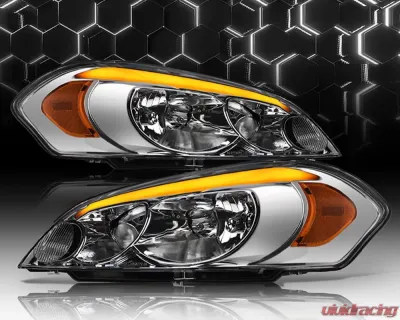 Alpha Owls SQ Series Headlights (Crystal Headlights Chrome housing w/ Sequential Signal/LumenX Light Bar) Chevrolet Impala | Impala Limited | Monte Carlo 2006-2016 - 8709566