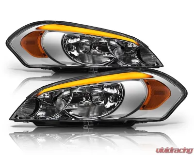 Alpha Owls SQ Series Headlights (Crystal Headlights Chrome housing w/ Sequential Signal/LumenX Light Bar) Chevrolet Impala | Impala Limited | Monte Carlo 2006-2016 - 8709566