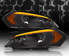 Alpha Owls SQ Series Headlights (Crystal Headlights Black housing w/ Sequential Signal/LumenX Light Bar) Chevrolet Impala | Impala Limited | Monte Carlo 2006-2016