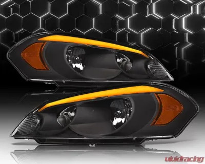 Alpha Owls SQ Series Headlights (Crystal Headlights Black housing w/ Sequential Signal/LumenX Light Bar) Chevrolet Impala | Impala Limited | Monte Carlo 2006-2016 - 8709573