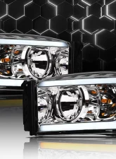 Alpha Owls SQ Series Headlights (Crystal Headlights Chrome housing w/ Sequential Signal/LumenX Light Bar) Dodge Ram | 2500 | 3500 2006-2009                                     - 8709603 - Image 4
