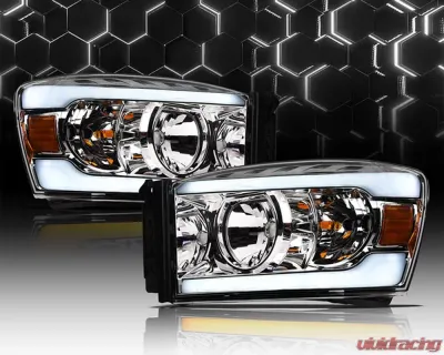Alpha Owls SQ Series Headlights (Crystal Headlights Chrome housing w/ Sequential Signal/LumenX Light Bar) Dodge Ram | 2500 | 3500 2006-2009 - 8709603